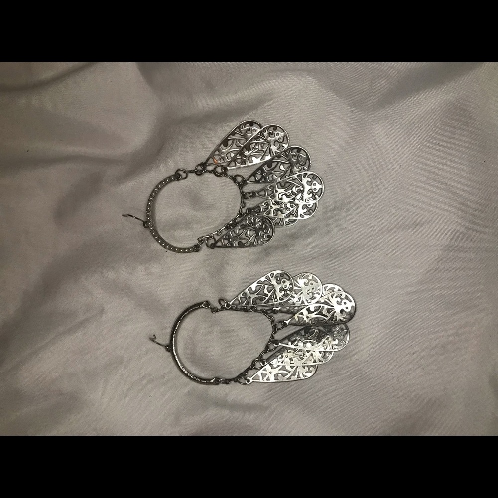 Dangling silver earrings